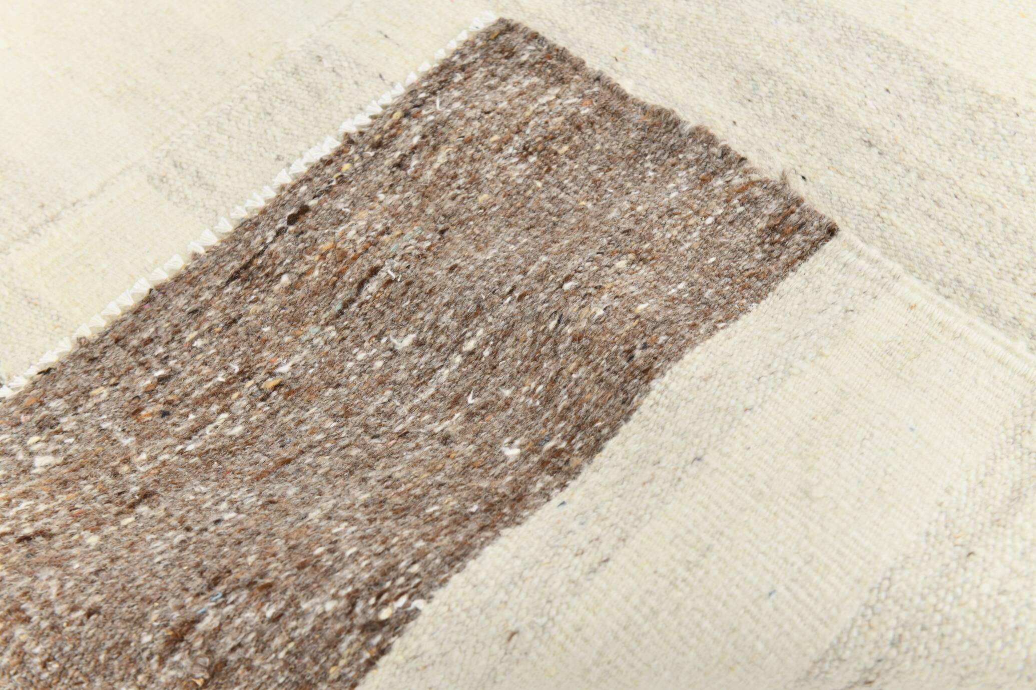 Cream & Brown Large Kilim Rug, 255x313Cm