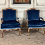 Pair Of Armchairs For Queen Louis XV, Carved “oak” Wood 18th Century