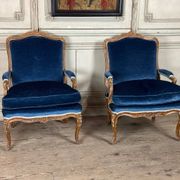 Pair Of Armchairs For Queen Louis XV, Carved “oak” Wood 18th Century