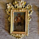 Pair of portraits of Italian bandits, oil on panels, gilded frames, circa 1880.