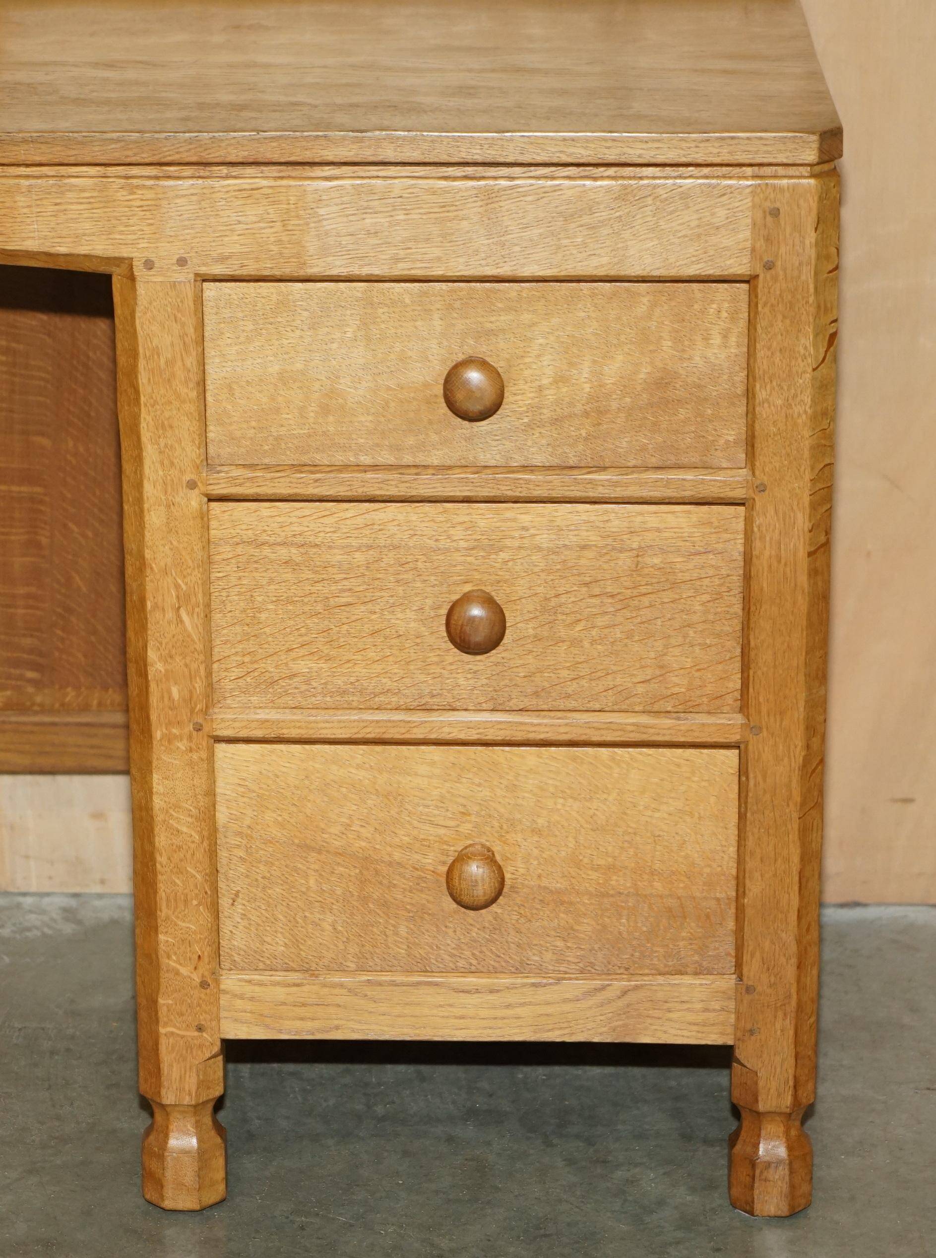 Vintage 1970 tripod desk by Robert Mouseman Thompson with a planed top.