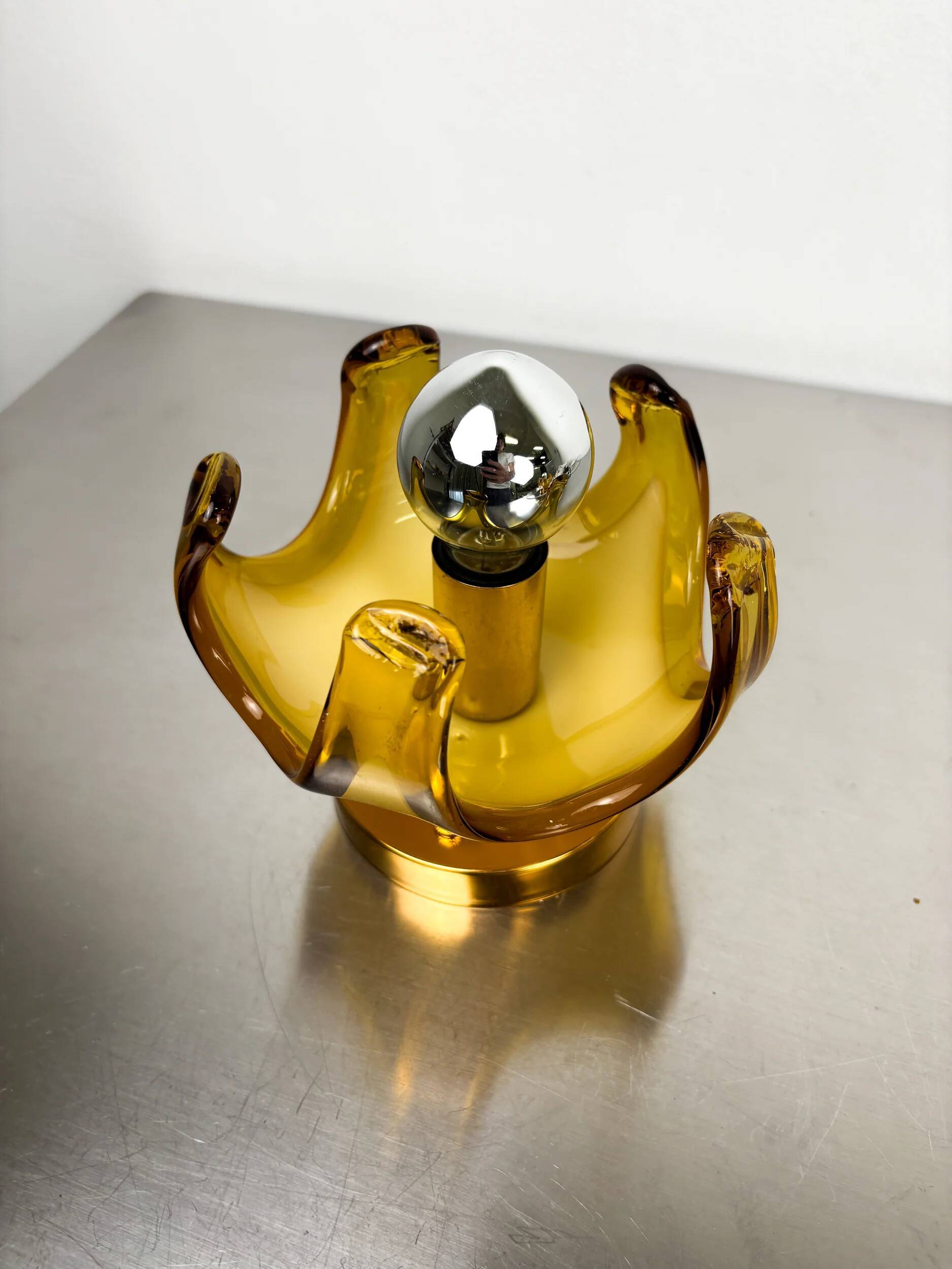 Carlo Nason sconce for Mazzega Murano, orange Murano blown glass Italy, 1970s