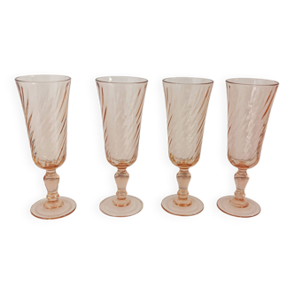 Set of 4 Luminarc rosaline champagne flutes