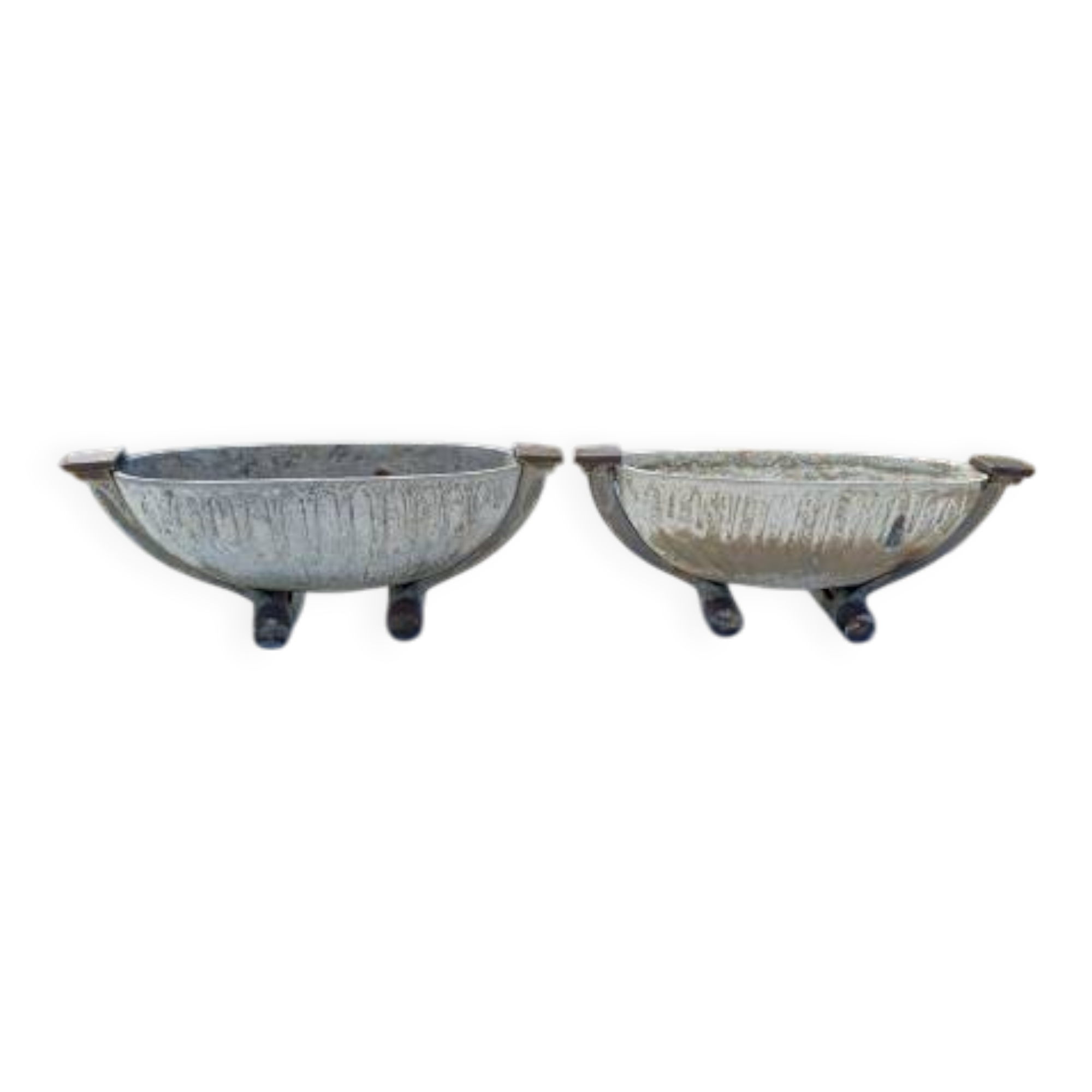 Pair of Art Deco enameled cast iron vases