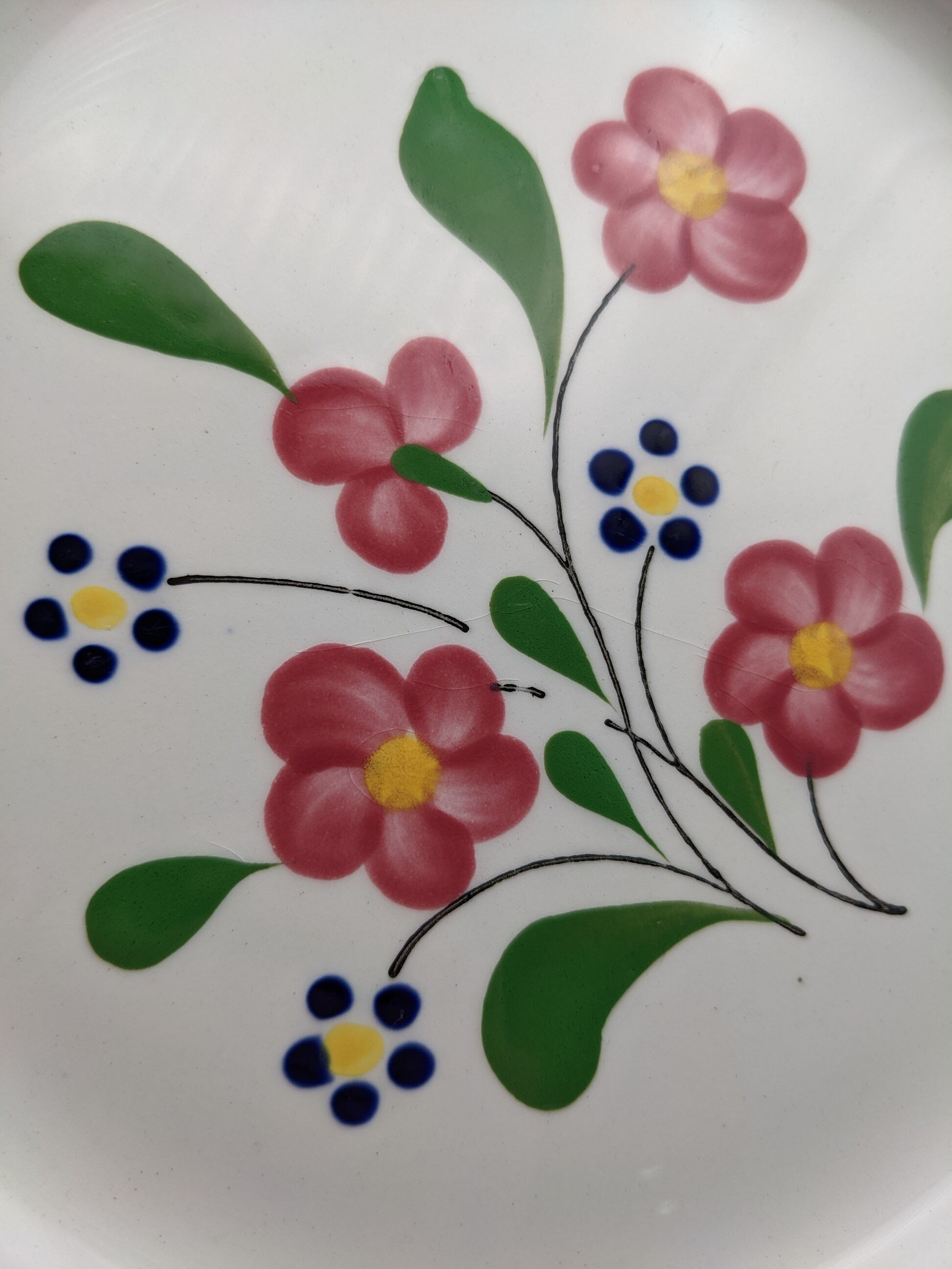 Set of 6 flat plates salins model rosemonde floral decoration