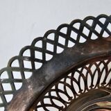 Silver-plated metal basket, openwork rim, hallmark to be identified