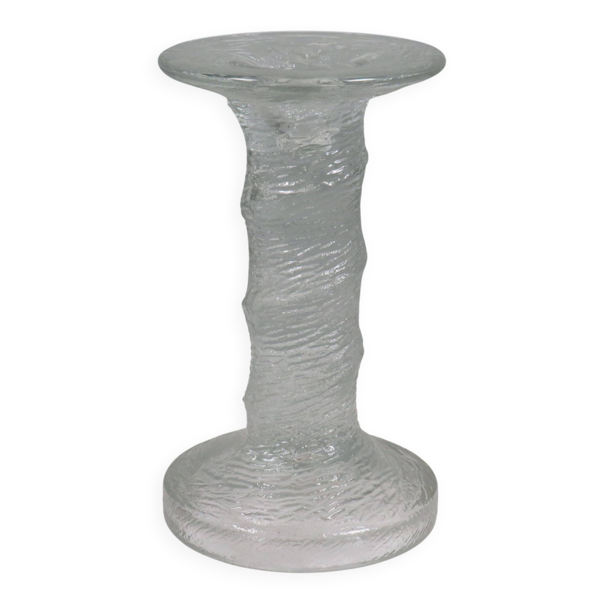 Scandinavian glass candlestick "ice glass" – Finnish design – 1960s