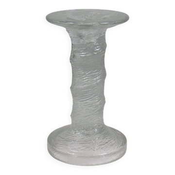 Bougeoir scandinave en verre “ice glass” – Design finlandais – Années 60