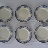 6 assiettes luneville k & g  décor villeray bleu faience ancienne