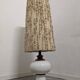 Lampe de sol en grès émaillé blanc et abat-jour en laine, années 60-70