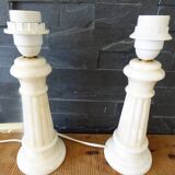 Set of 2 off-white alabaster lamp bases