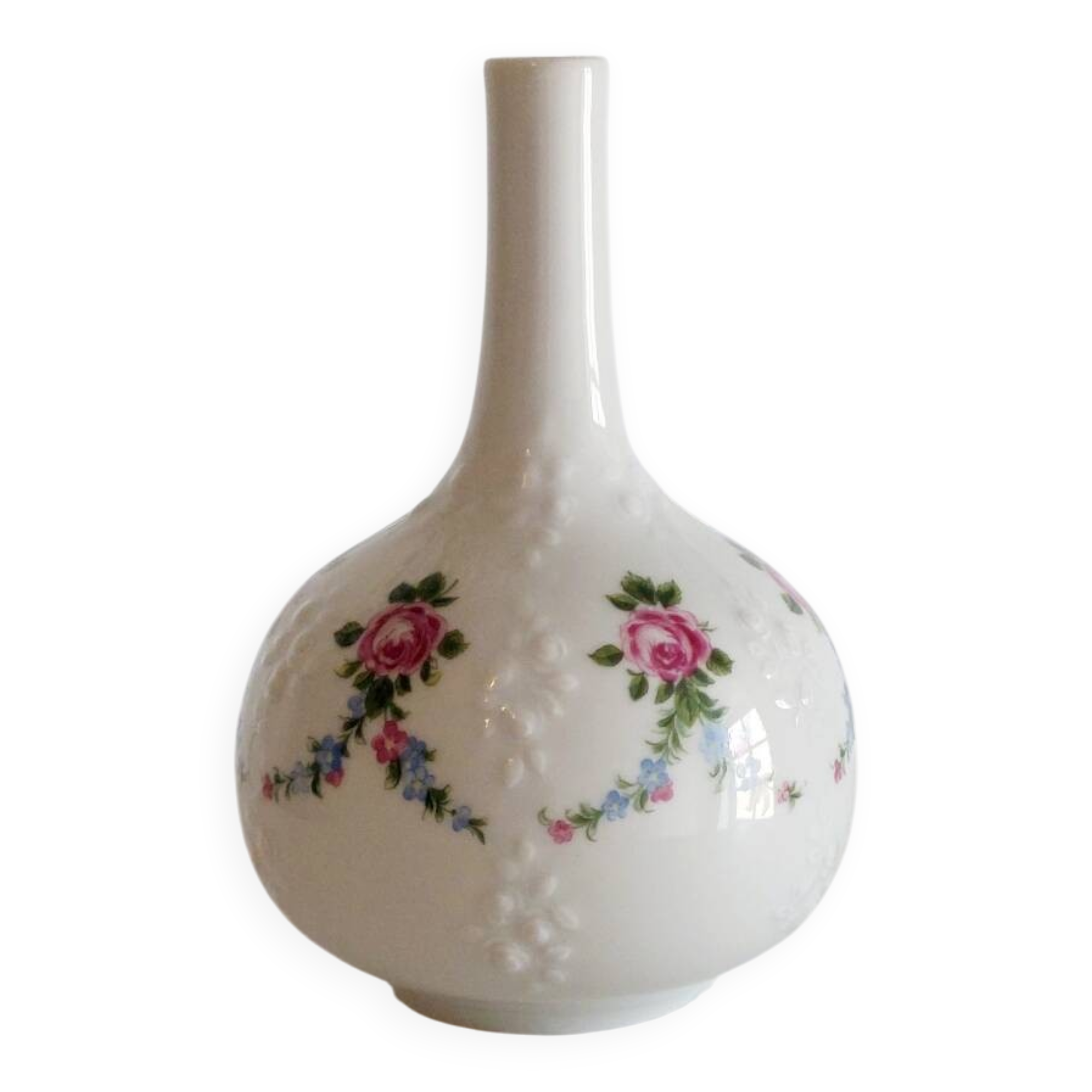 Wallendorf porcelain vase 1764, hand-painted floral decoration