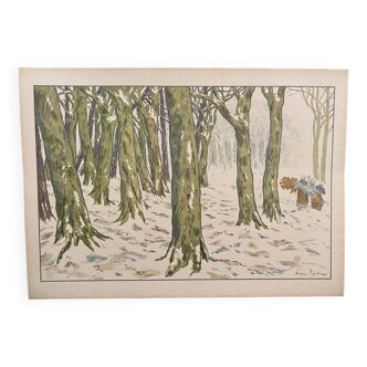 Lithograph by Henri Rivière Le Bois, L'Hiver