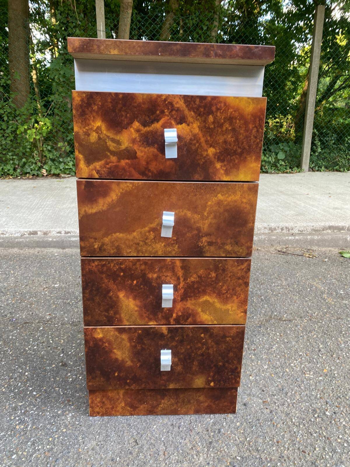 Commode loupe d'orme 1970 4 tiroirs