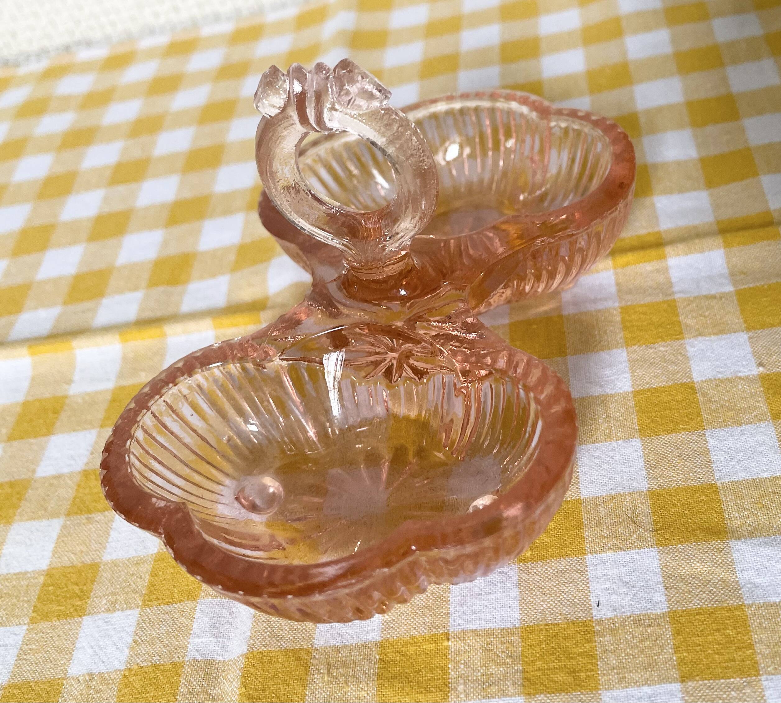 Pink molded double glass salt shaker