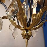 Lustre fer forgé dorure à la feuille d'or