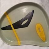 Ceramic dish by Peter Orlando, free form with abstract decoration, 1950s