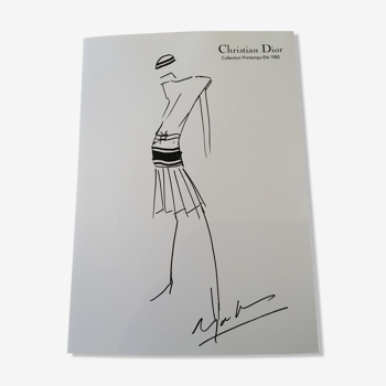 Illustration de mode de presse Christian Dior fin des années 80