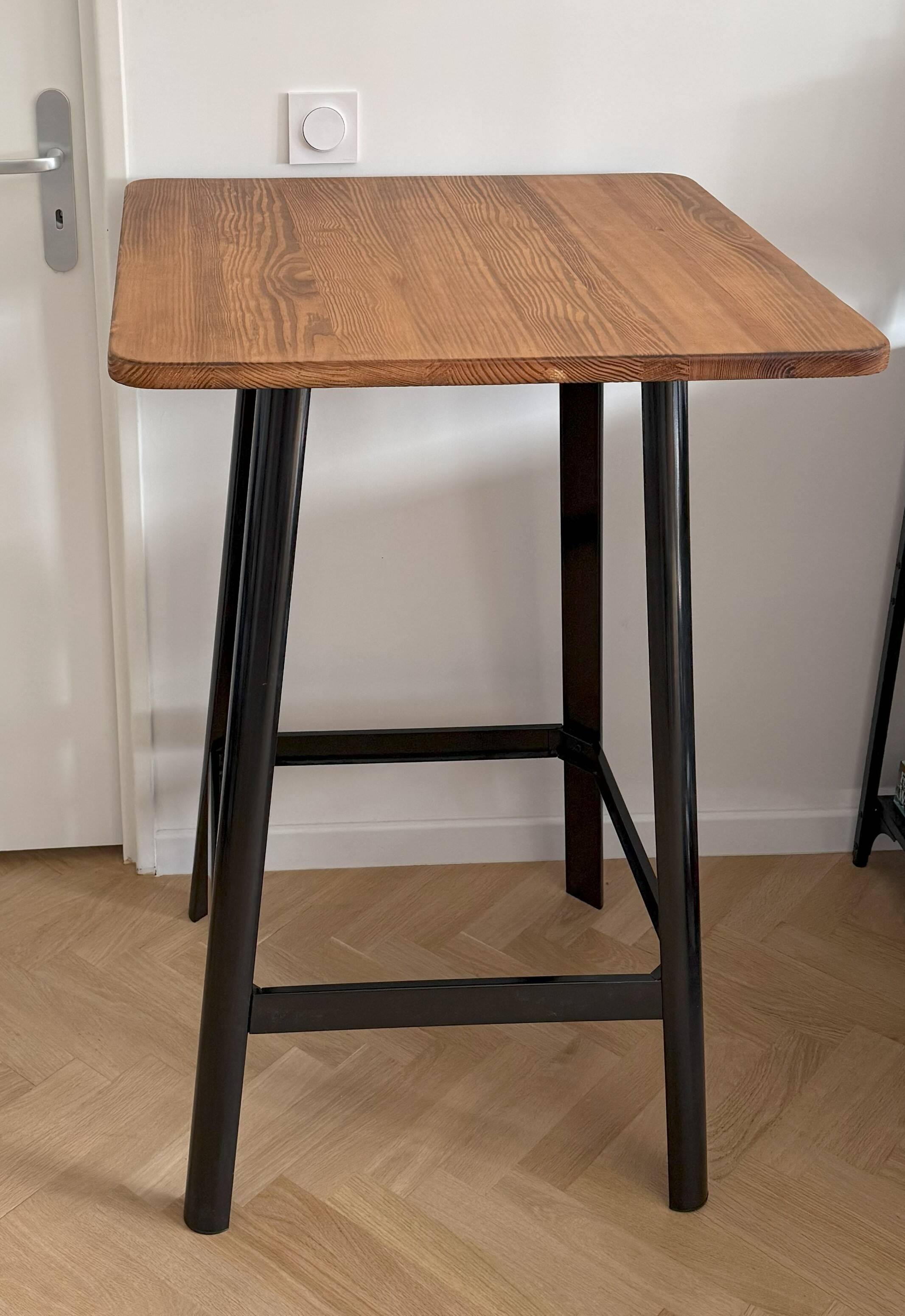 Black and raw pine high bar table