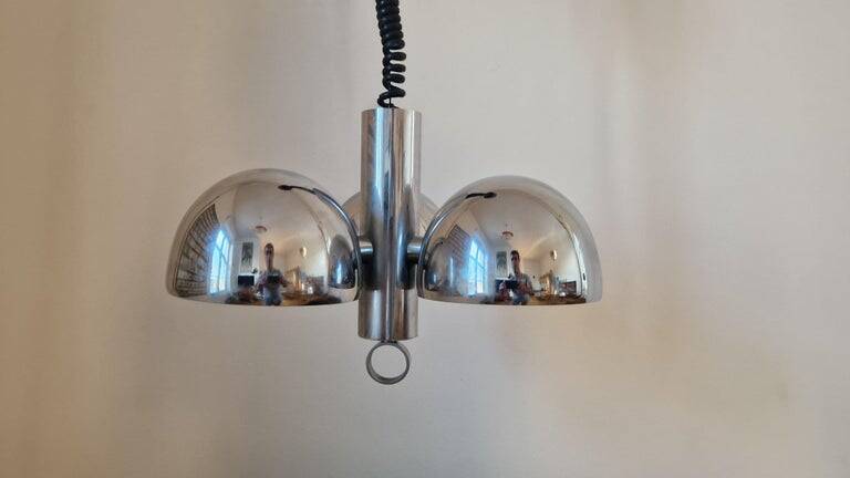 Midcentury Chrome Space Age Chandelier/Pendant Hillebrand, Germany, 1970s