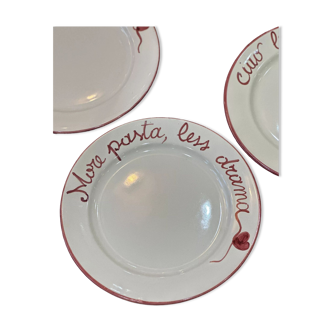 Hand-painted Italian plate "More Pasta, less drama"