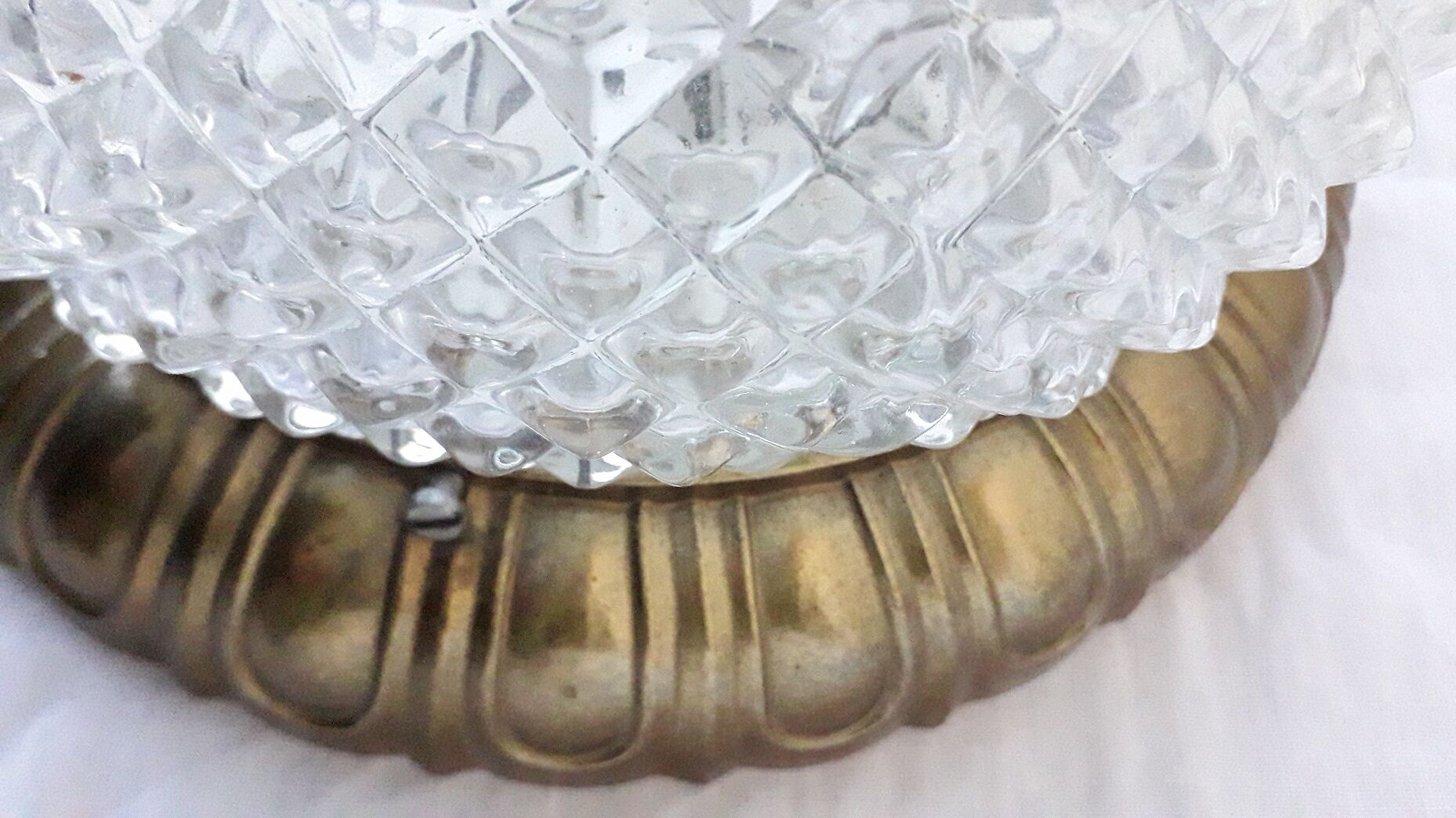 Bronze and glass ceiling lamp