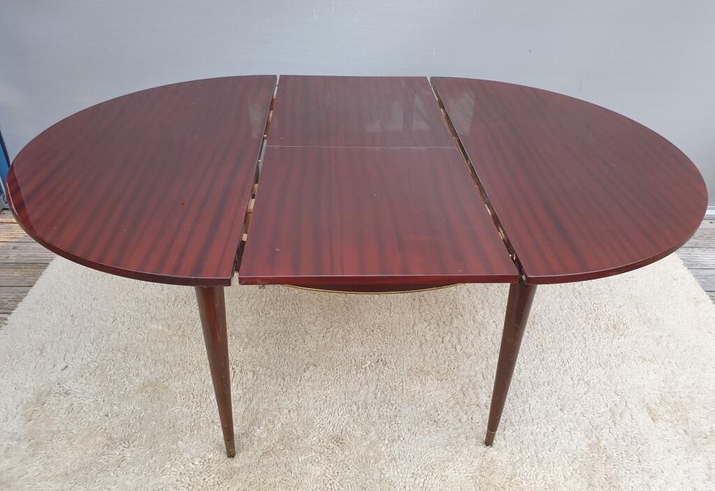 Extendable table mahogany lacquered 1960 butterfly extensions