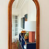 Large Scandinavian style arc wall mirror in bamboo