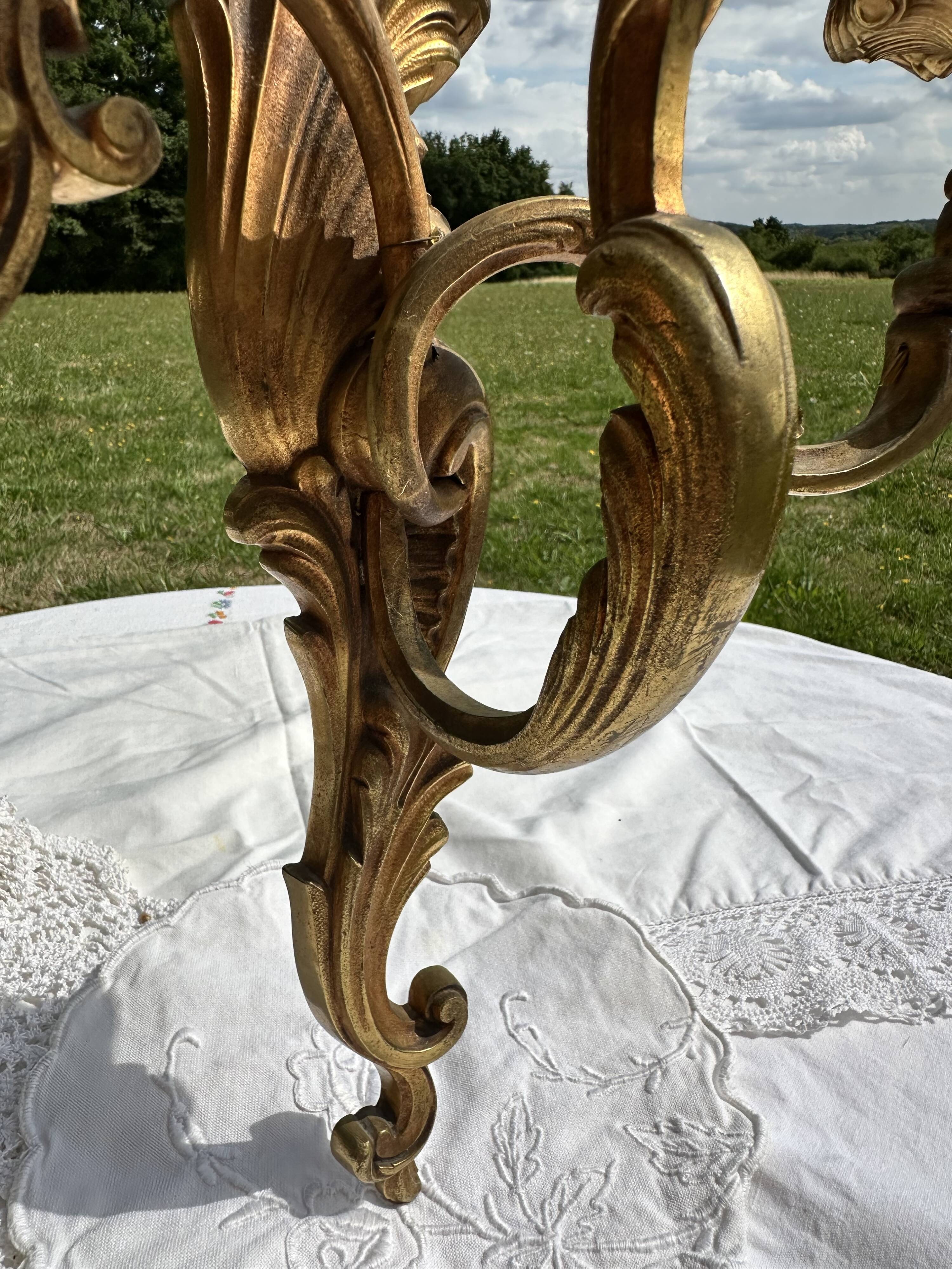 Magnificent 19th Century Louis XV Style Gilt Bronze Wall Candle Holder