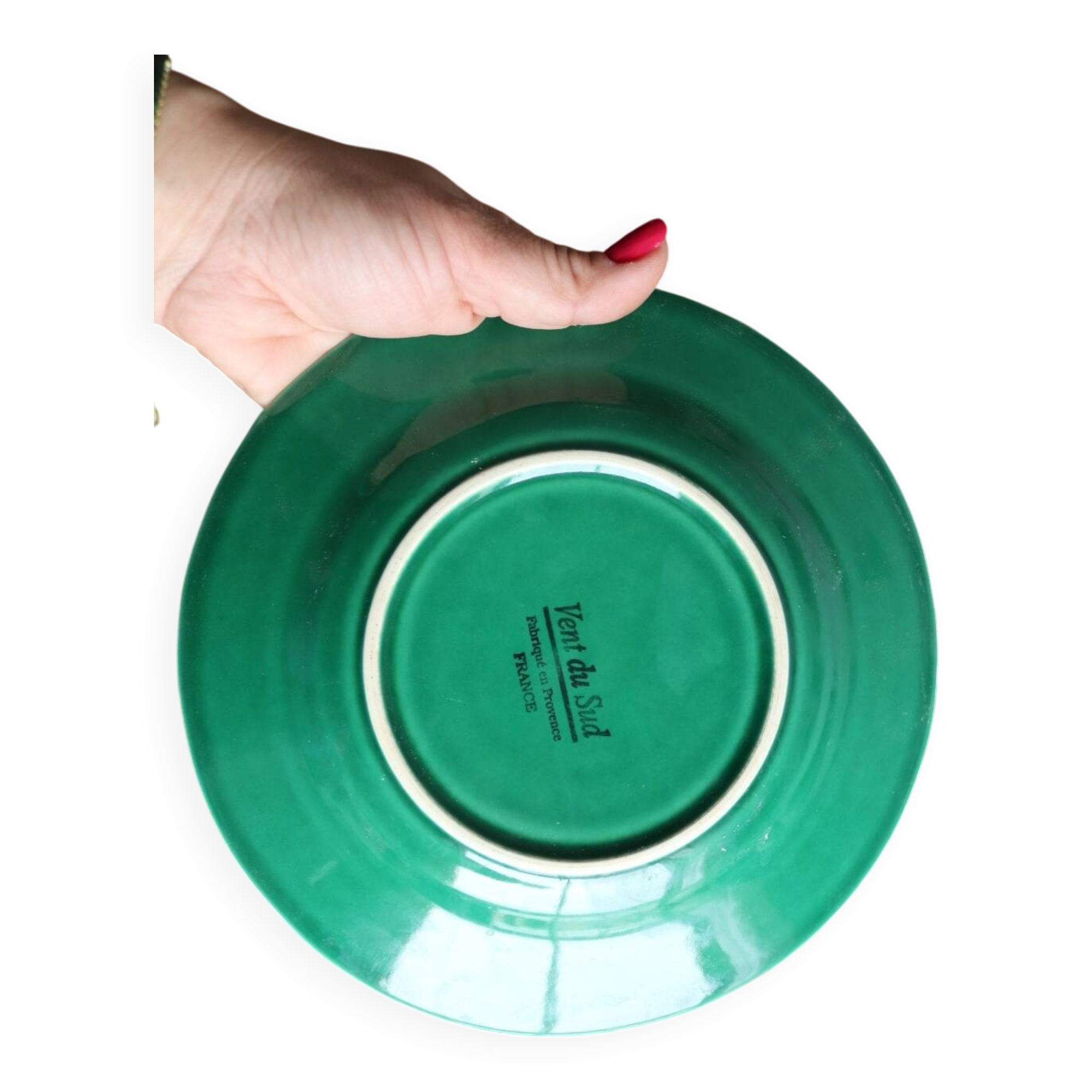 8 green dessert plates, southern wind