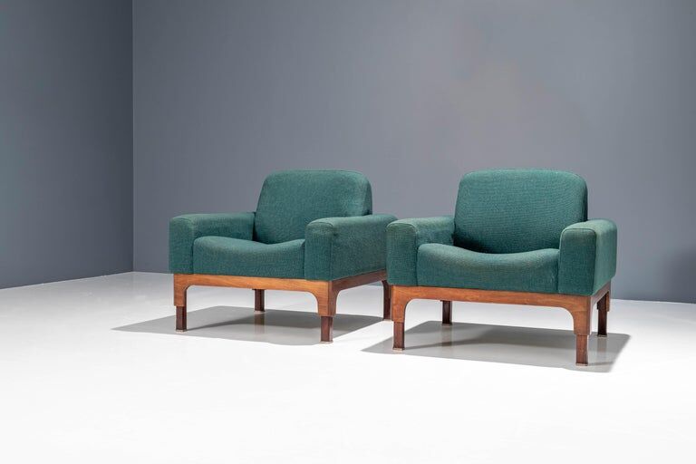 Romantica living room set by Piero Ranzani for Elam in walnut Italy 1950s