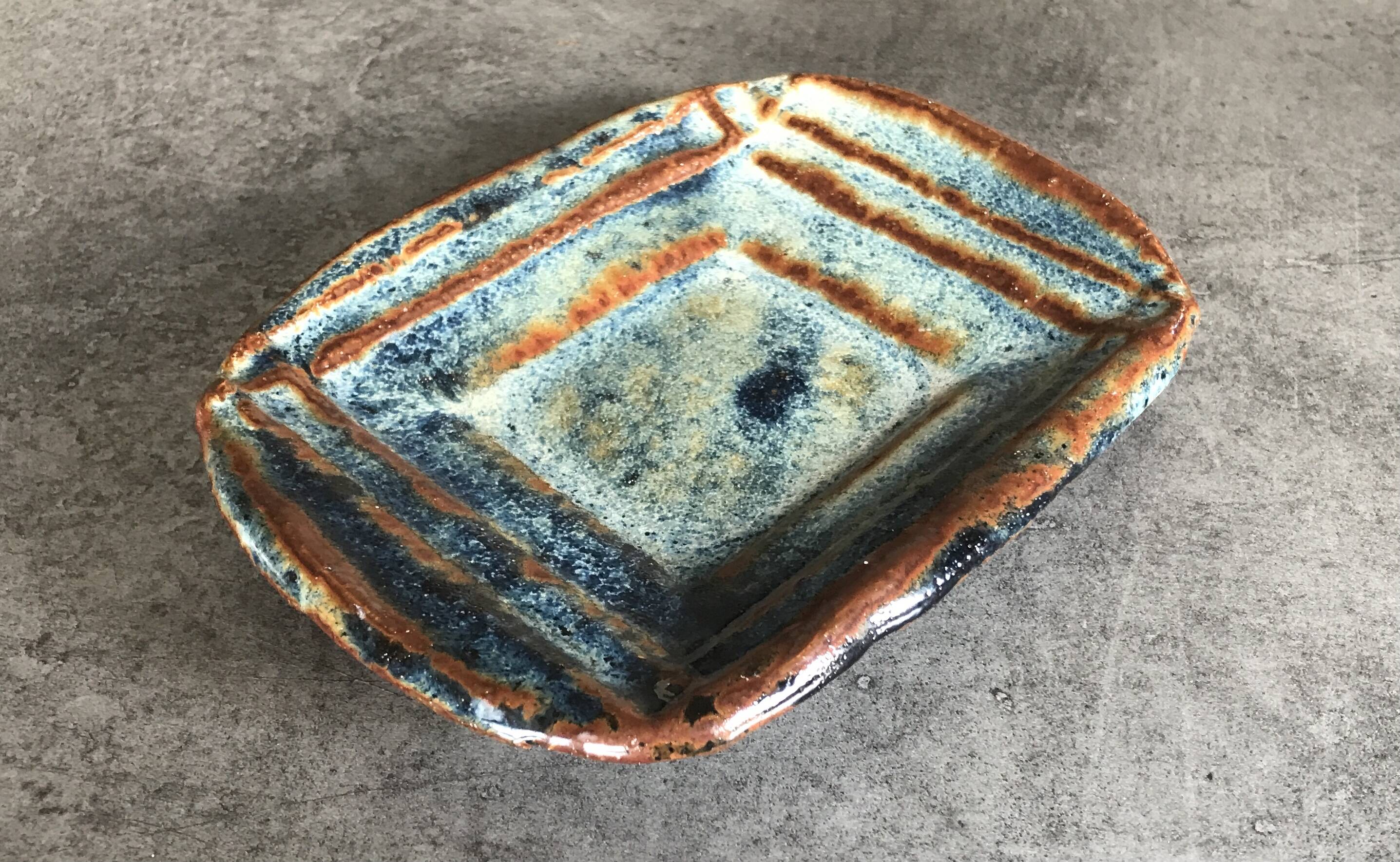Modernist enamelled stoneware bowl tray