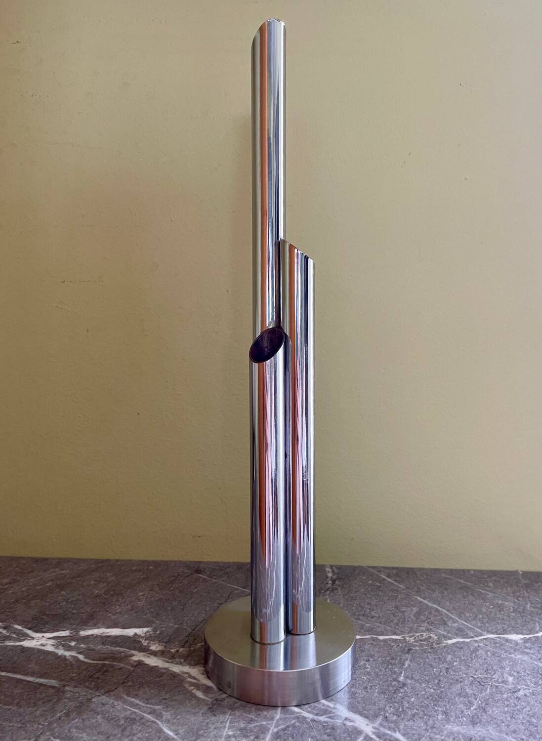 Organ vase with 3 chrome metal soliflores from the 70s
