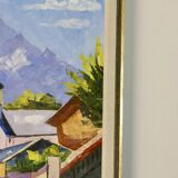 1950's Original Swedish Mid-Century Oil On Canvas Painting" "Alpnach " by Hugo Langkilde Larsen --Vi