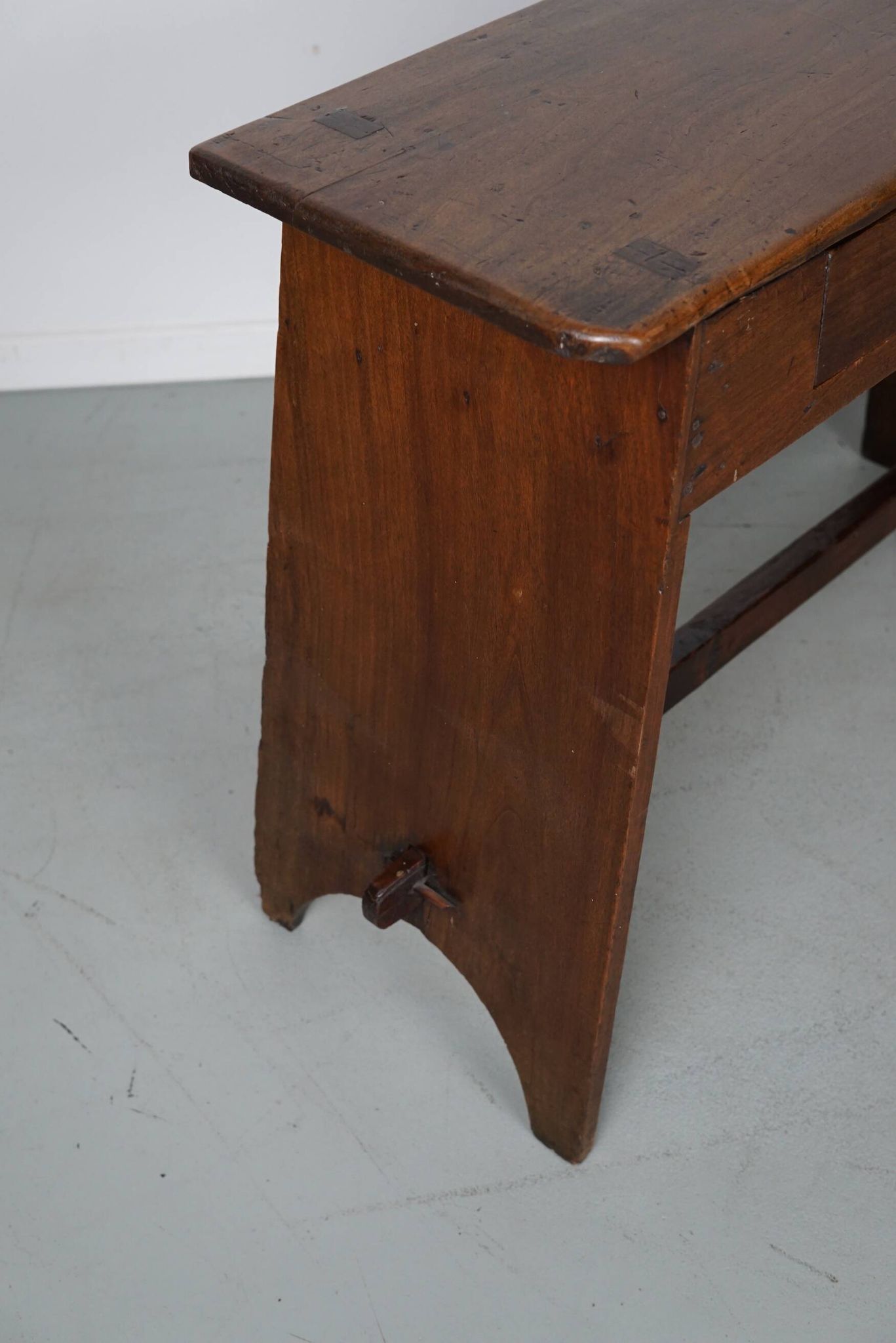 Antique rustic farmhouse fruitwood side table, France, 19th century