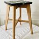 Tabouret bois et formica marque LV vintage années 50