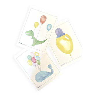 Set of 3 A4 children's illustrations