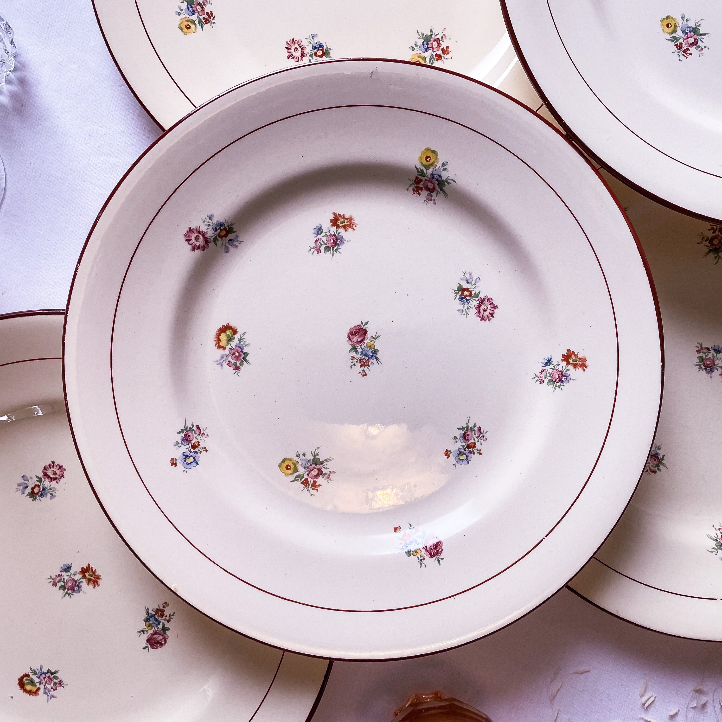 6 flat plate floral salines