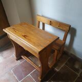 Child desk in solid pine 70s