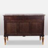 Empire style chest of drawers in lacquer, bronze and marble. Nineteenth century.