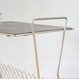 Vinyl rack in brass and leatherette, 1960