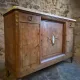 Antique Louis XVI style buffet in burr elm with marble top, late 19th century.