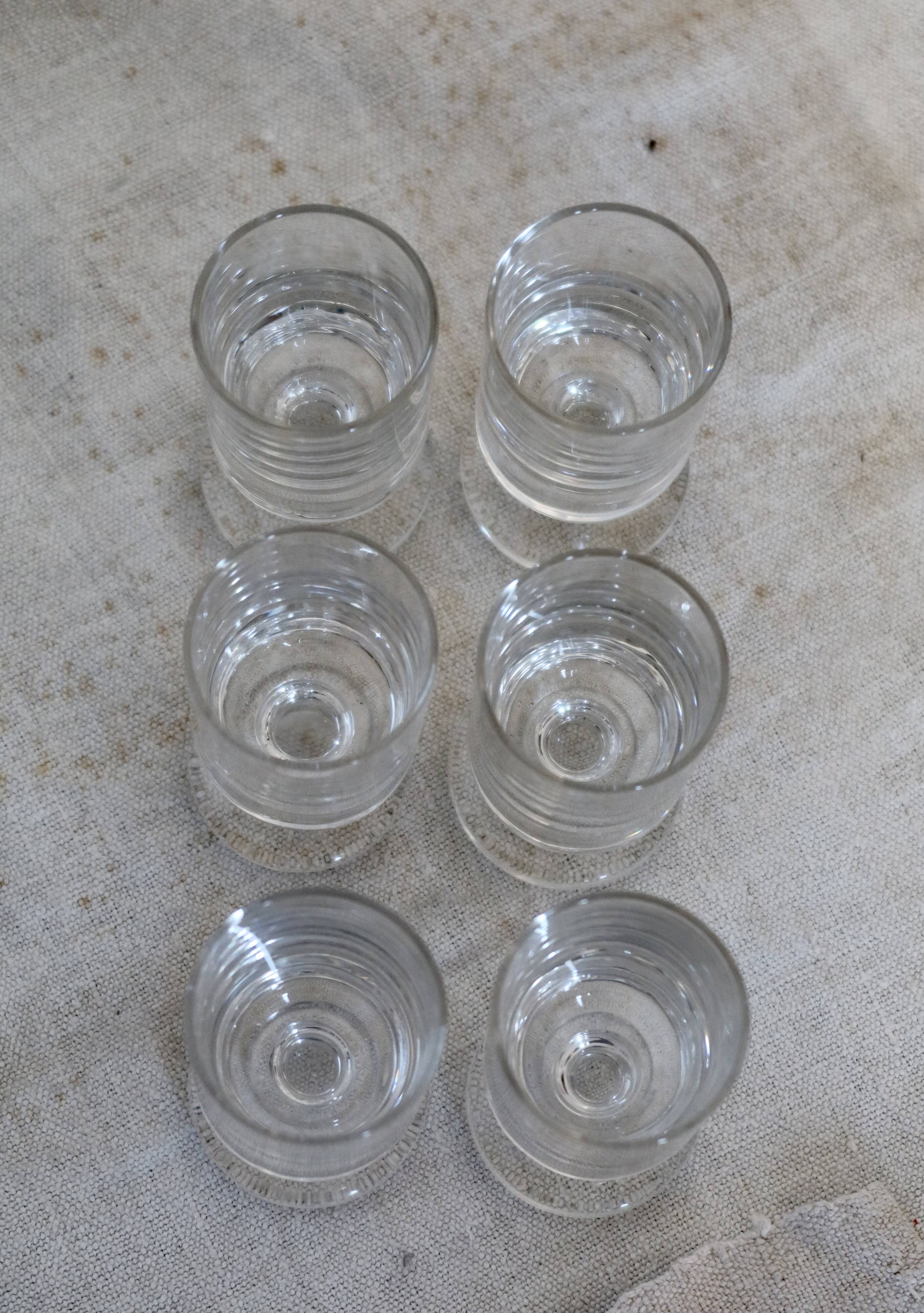 6 vintage Luminarc liqueur glasses, Sweden model - Clear glass