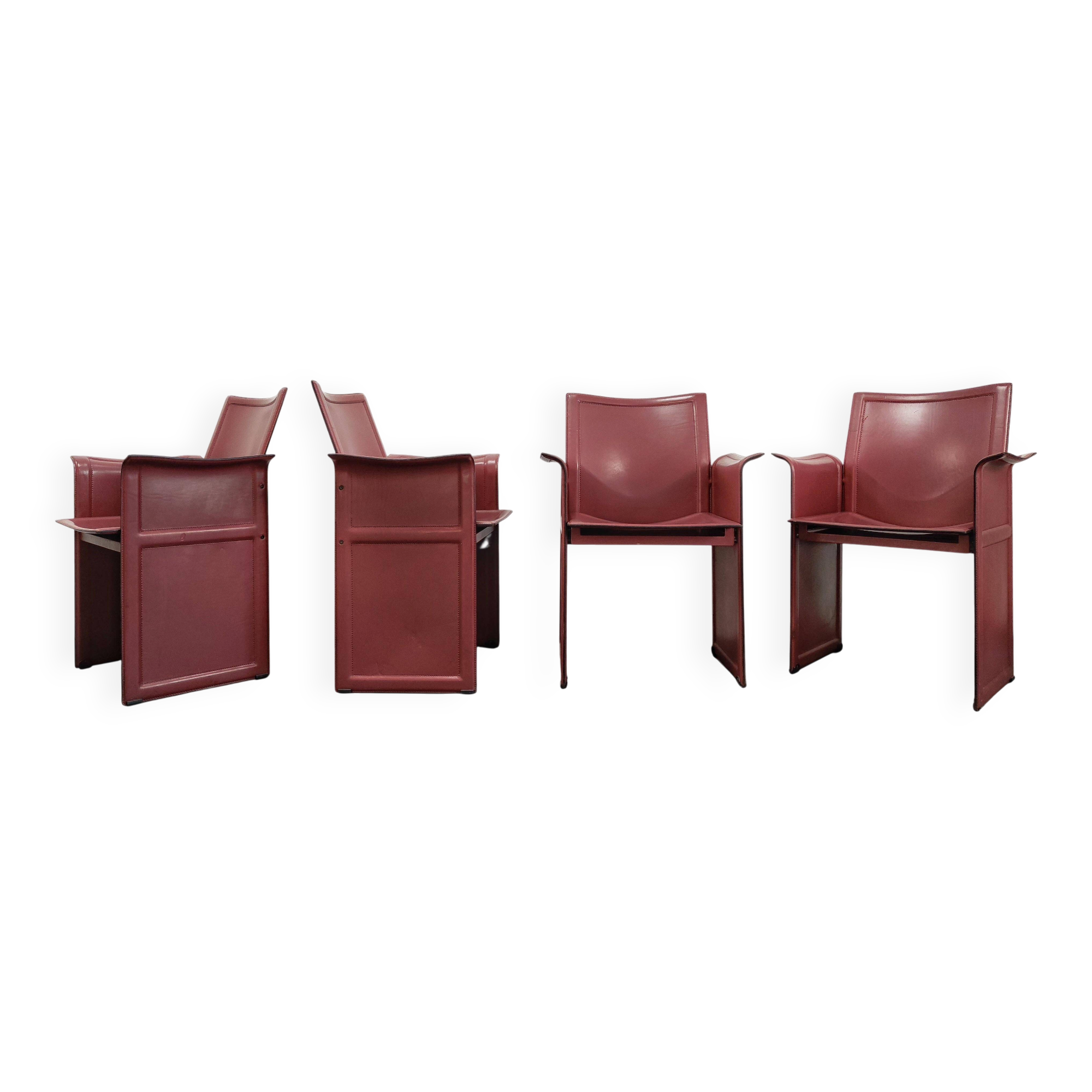 Chaises en cuir par Tito Agnoli pour Matteo Grassi, Modèle Korium, 1979