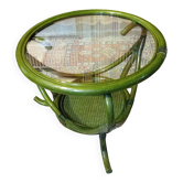 Table basse rotin plateau de verre