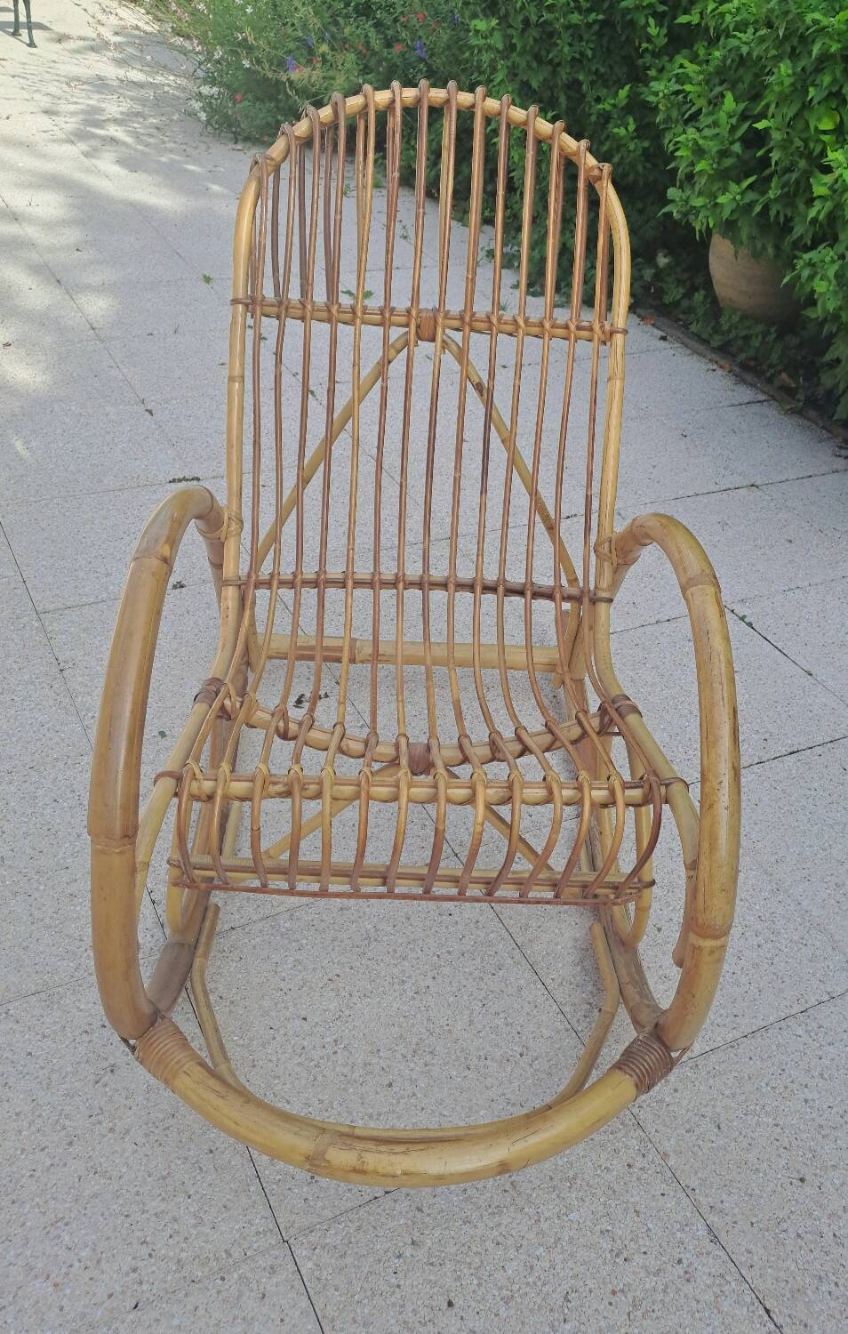 Rohe Noorwolde rattan rocking chair from the 60s