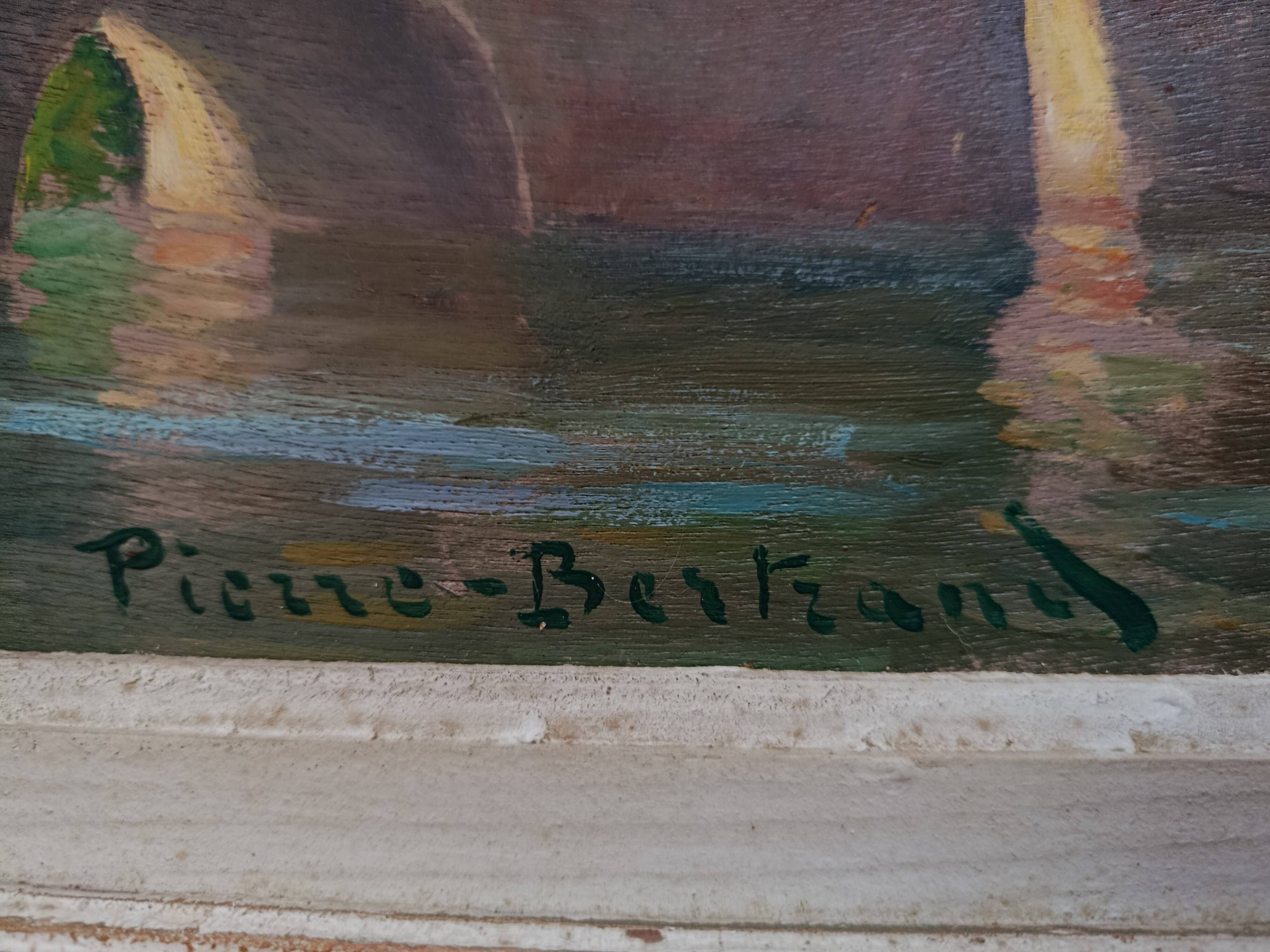 Oil on wood panel CHATEAU DE CLISSON 44 by PIERRE BERTRAND, frame 1940