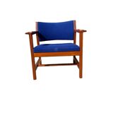 Fauteuil bleu sarcelle de Borge Mogensen mod BM74