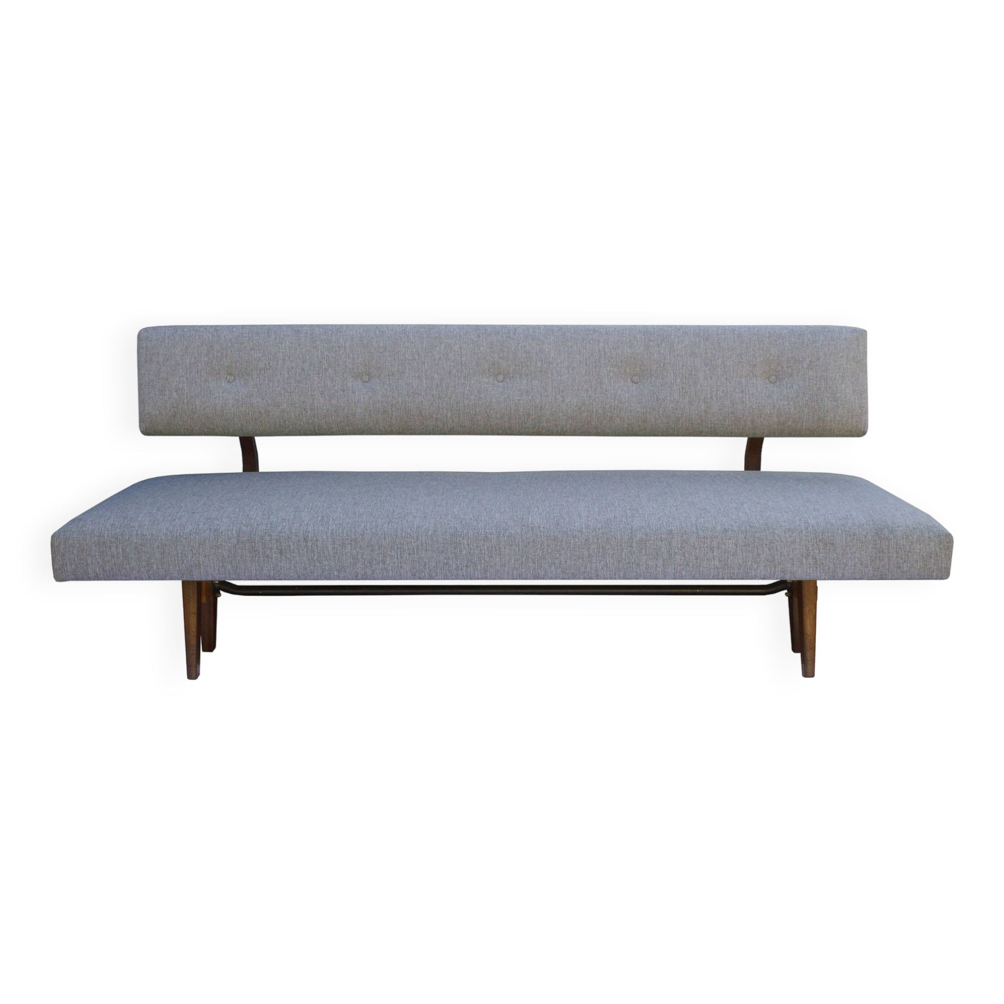 1950s daybed in grey, new polstery and fabric
