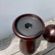 Trio of large turned wooden candlesticks